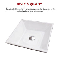 Bathroom Ceramic Rectangular Above Countertop Basin for Vanity Kings Warehouse 