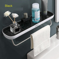 Bathroom Shelves Organizer Wall Mount Home Towel shelf Shampoo Rack With Towel Bar Storage Rack Bathroom Accessories Black Home & Garden Kings Warehouse 