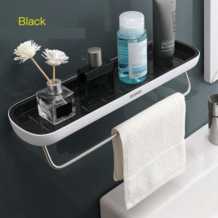 Bathroom Shelves Organizer Wall Mount Home Towel shelf Shampoo Rack With Towel Bar Storage Rack Bathroom Accessories Black Home & Garden Kings Warehouse 