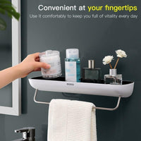 Bathroom Shelves Organizer Wall Mount Home Towel shelf Shampoo Rack With Towel Bar Storage Rack Bathroom Accessories Grey Home & Garden Kings Warehouse 