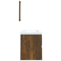 Bathroom Sink Cabinet with Basin and Mirror Smoked Oak Kings Warehouse 