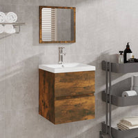 Bathroom Sink Cabinet with Basin and Mirror Smoked Oak
