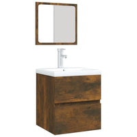 Bathroom Sink Cabinet with Basin and Mirror Smoked Oak Kings Warehouse 