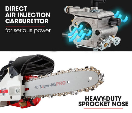 Baumr-AG 25CC Petrol Chainsaw Arborist 10 Bar Tree Pruning Garden Chain Saw Tools Kings Warehouse 