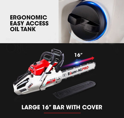 Baumr-AG 38CC Petrol Commercial Chainsaw 16 Bar E-Start 3.2 HP Chain Saw Tools Kings Warehouse 