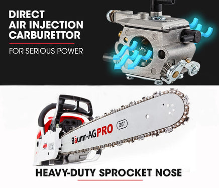 Baumr-AG 52CC Petrol Commercial Chainsaw 20 Bar E-Start Chain Saw Tools Kings Warehouse 