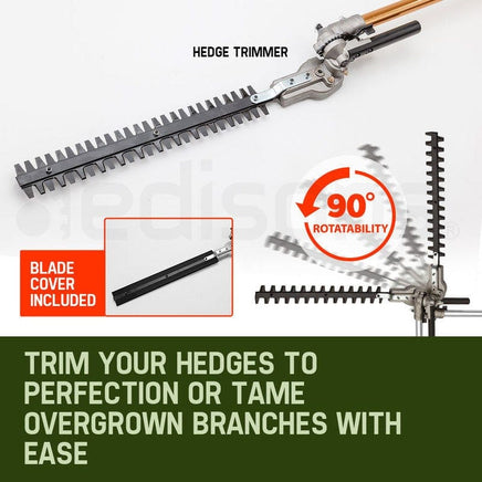 BAUMR-AG 65cc 9in1 Long Reach Garden Multi-tool, Pole Saw, Hedge & Line Trimmer, Brush Cutter, 12" Tree Trimming Pruning Chainsaw Bar, 2 Extension Shafts Tools Kings Warehouse 
