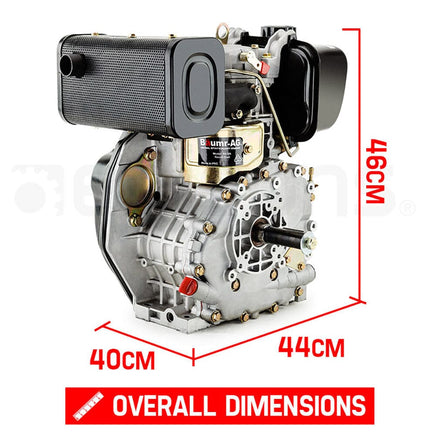 Baumr-AG 7HP DIESEL Stationary Engine 4 Stroke OHV Horizontal Shaft Motor Tools Kings Warehouse 