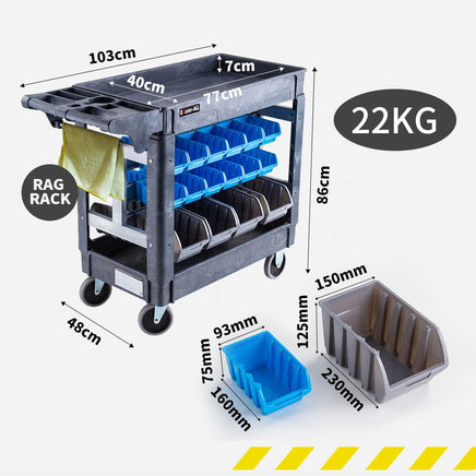 Baumr-AG Parts Bin Trolley Service Utility Cart Storage Mobile Tool Workshop Tools Kings Warehouse 