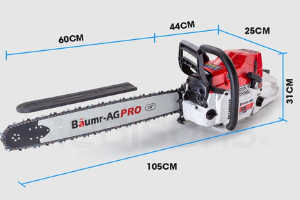 BAUMR-AG Petrol Commercial Chainsaw 24 Bar E-Start Chain Saw Top Handle Pruning Tools Kings Warehouse 
