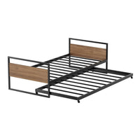 Bed Frame 2x Single Size Metal Trundle Daybed DEAN Furniture Kings Warehouse 