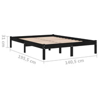 Bed Frame Black Solid Wood 137x187 Double Size bedroom furniture Kings Warehouse 