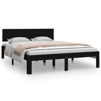 Bed Frame Black Solid Wood 153x203 cm Queen Size Kings Warehouse 