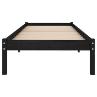 Bed Frame Black Solid Wood 92x187 cm Single Bed Size bedroom furniture Kings Warehouse 