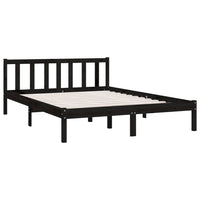 Bed Frame Black Solid Wood Pine 137x187 Double Size bedroom furniture Kings Warehouse 