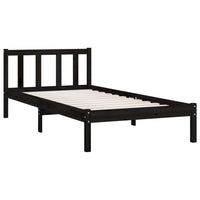 Bed Frame Black Solid Wood Pine 92x187 cm Single Bed Size bedroom furniture Kings Warehouse 