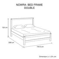 Bed Frame Double Size in Solid Wood Veneered Acacia Bedroom Timber Slat in Chocolate Furniture Kings Warehouse 