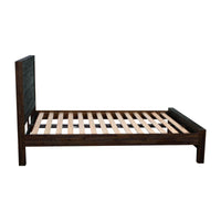 Bed Frame Double Size in Solid Wood Veneered Acacia Bedroom Timber Slat in Chocolate Furniture Kings Warehouse 