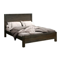 Bed Frame Double Size in Solid Wood Veneered Acacia Bedroom Timber Slat in Chocolate Furniture Kings Warehouse 