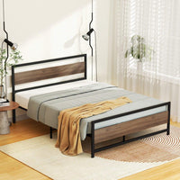 Bed Frame Double Size Metal Base Mattress Platform Foundation Black DREW Furniture Kings Warehouse 