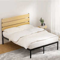 Bed Frame Double Size Metal Base Mattress Platform Foundation Black PAULA Furniture Kings Warehouse 