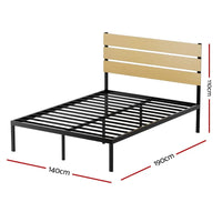 Bed Frame Double Size Metal Base Mattress Platform Foundation Black PAULA Furniture Kings Warehouse 