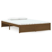 Bed Frame Honey Brown Solid Wood 137x187 Double Size Kings Warehouse 