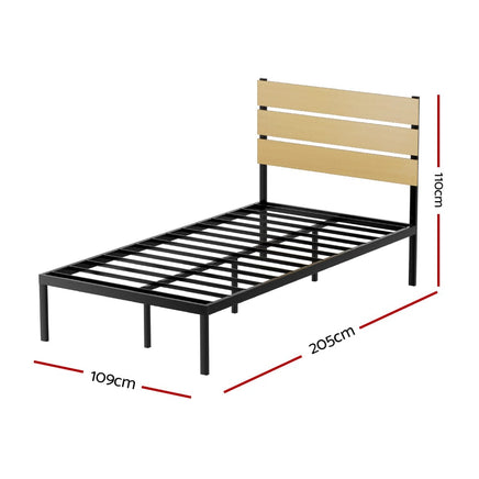 Bed Frame King Single Size Metal Base Mattress Platform Foundation PAULA Furniture Kings Warehouse 