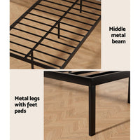 Bed Frame King Single Size Metal Base Mattress Platform Foundation PAULA Furniture Kings Warehouse 