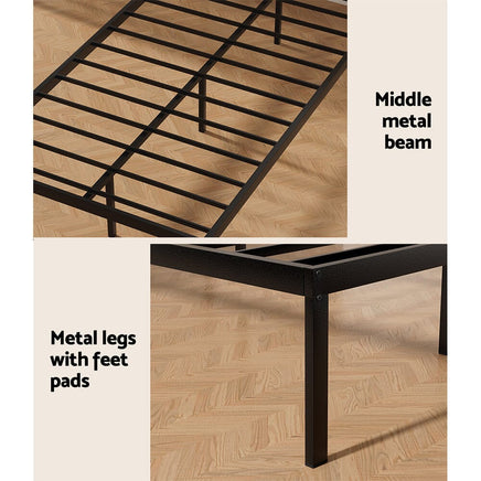 Bed Frame King Single Size Metal Base Mattress Platform Foundation PAULA Furniture Kings Warehouse 