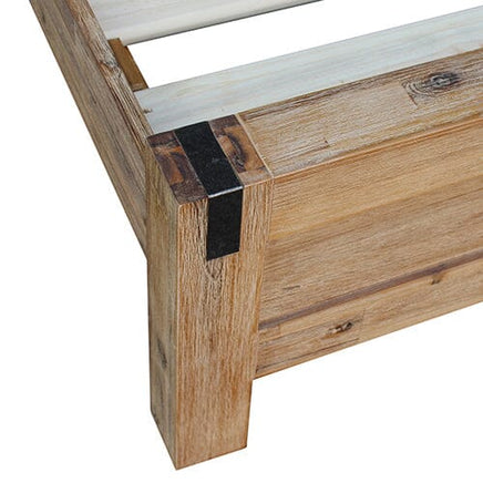 Bed Frame King Size in Solid Wood Veneered Acacia Bedroom Timber Slat in Oak Furniture Kings Warehouse 