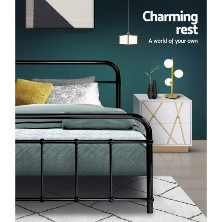 Bed Frame Metal Bed Frame LEO - Single (Black) Furniture Kings Warehouse 