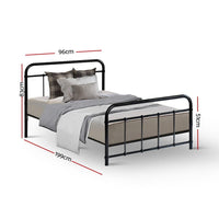 Bed Frame Metal Bed Frame LEO - Single (Black) Furniture Kings Warehouse 