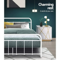 Bed Frame Metal Frames LEO - Double (White) Furniture Kings Warehouse 