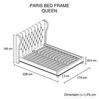 Bed Frame Queen Size in Beige Fabric Upholstered French Provincial High Bedhead Furniture Kings Warehouse 