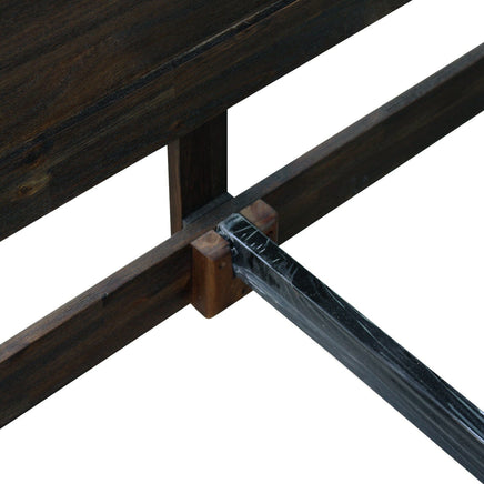 Bed Frame Queen Size in Solid Wood Veneered Acacia Bedroom Timber Slat in Chocolate Furniture Kings Warehouse 