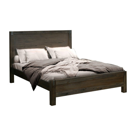 Bed Frame Queen Size in Solid Wood Veneered Acacia Bedroom Timber Slat in Chocolate Furniture Kings Warehouse 