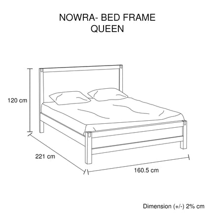 Bed Frame Queen Size in Solid Wood Veneered Acacia Bedroom Timber Slat in Chocolate Furniture Kings Warehouse 
