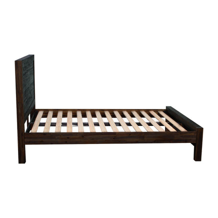 Bed Frame Queen Size in Solid Wood Veneered Acacia Bedroom Timber Slat in Chocolate Furniture Kings Warehouse 