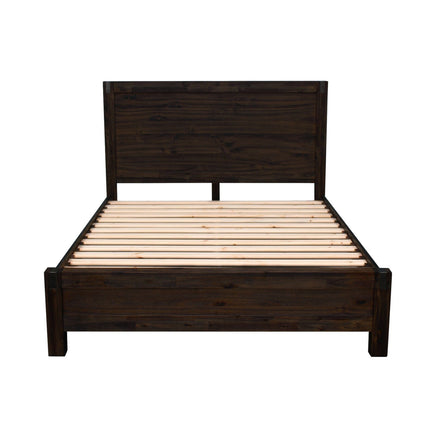 Bed Frame Queen Size in Solid Wood Veneered Acacia Bedroom Timber Slat in Chocolate Furniture Kings Warehouse 