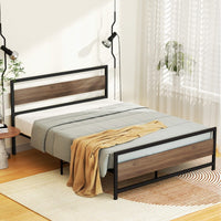 Bed Frame Queen Size Metal Base Mattress Platform Foundation Black DREW Furniture Kings Warehouse 