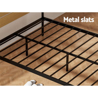 Bed Frame Queen Size Metal Base Mattress Platform Foundation Black PAULA Furniture Kings Warehouse 
