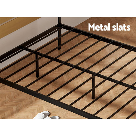 Bed Frame Queen Size Metal Base Mattress Platform Foundation Black PAULA Furniture Kings Warehouse 
