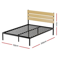 Bed Frame Queen Size Metal Base Mattress Platform Foundation Black PAULA Furniture Kings Warehouse 
