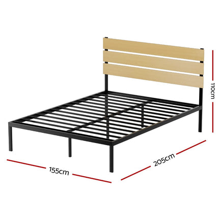 Bed Frame Queen Size Metal Base Mattress Platform Foundation Black PAULA Furniture Kings Warehouse 