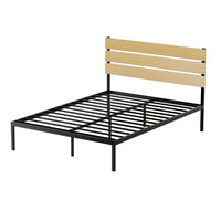 Bed Frame Queen Size Metal Base Mattress Platform Foundation Black PAULA Furniture Kings Warehouse 