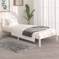 Bed Frame Solid Wood Pine 92x187 cm Single Bed Size White