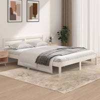 Bed Frame Solid Wood Pine White 153x203 cm Queen Size bedroom furniture Kings Warehouse 