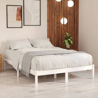 Bed Frame White Solid Wood 137x187 Double Size bedroom furniture Kings Warehouse 