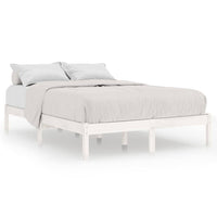 Bed Frame White Solid Wood 153x203 cm Queen Size bedroom furniture Kings Warehouse 